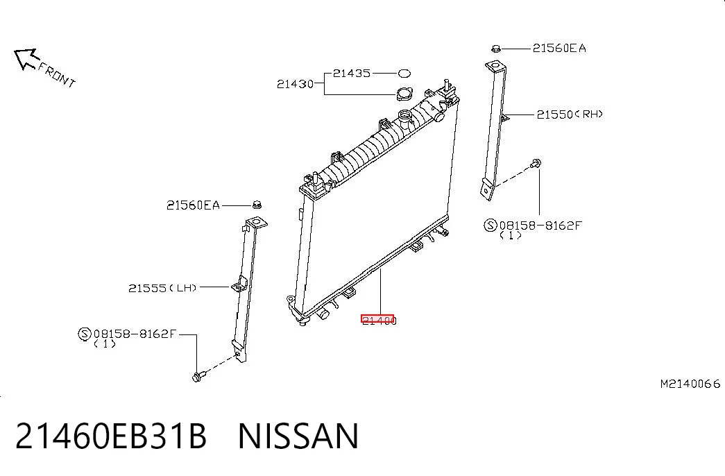  Radiador de esfriamento de motor Nissan Pathfinder SUV (R51M) (2005 - 2012) 