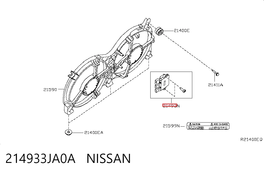 214933JA0A Nissan/Infiniti Regulador de revoluções de ventilador de esfriamento (unidade de controlo)