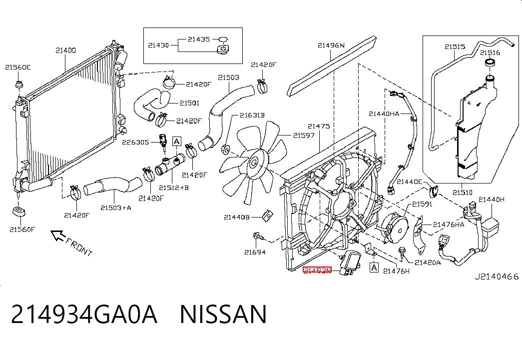214934GA0A Nissan/Infiniti Regulador de revoluções de ventilador de esfriamento (unidade de controlo)