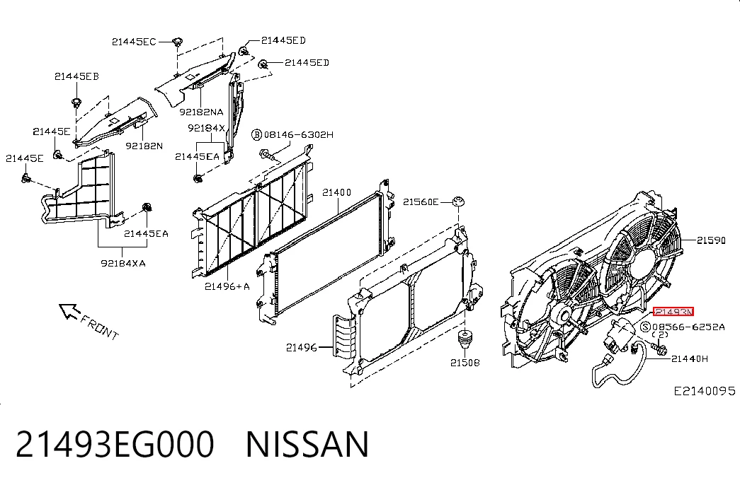 21493EG000 Nissan/Infiniti Regulador de revoluções de ventilador de esfriamento (unidade de controlo)