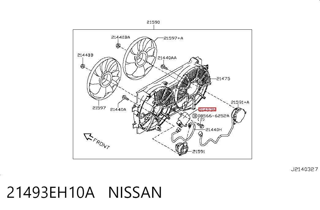 21493EH10A Nissan/Infiniti Regulador de revoluções de ventilador de esfriamento (unidade de controlo)