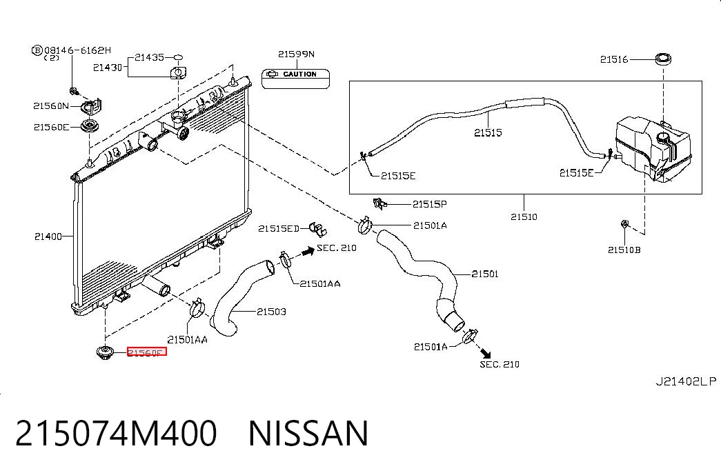 215074M400 Nissan/Infiniti Consola (coxim de fixação) inferior do radiador