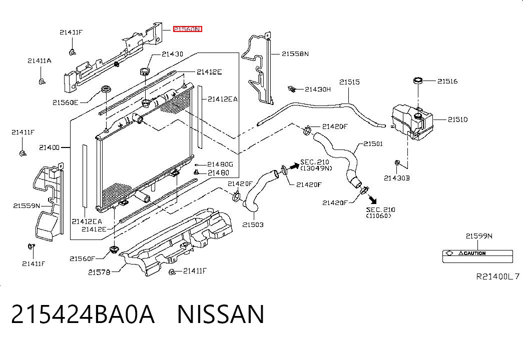 215424BA0A Nissan/Infiniti Consola do radiador superior