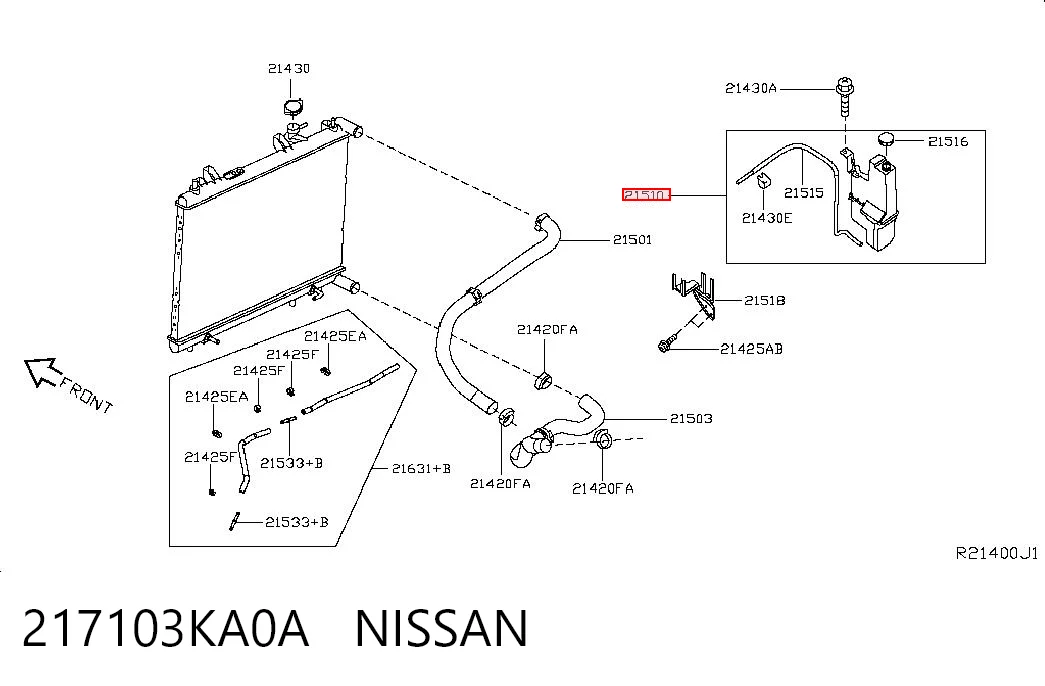 217103KA0A Nissan/Infiniti Tanque de expansão do sistema de esfriamento
