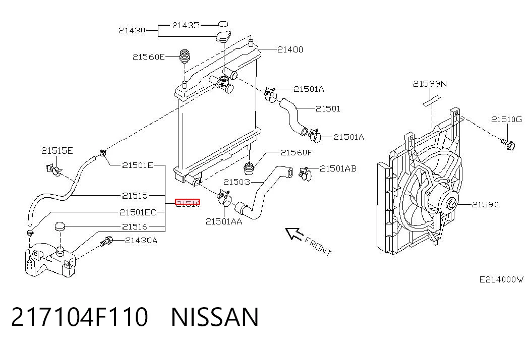 217104F110 Nissan/Infiniti Tanque de expansão do sistema de esfriamento
