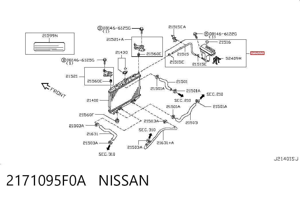Tanque de expansão do sistema de esfriamento Nissan Almera B10RS ao melhor preço