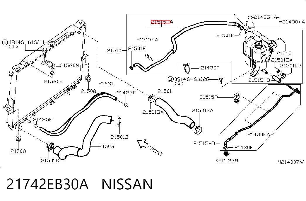 Mangueira (cano derivado) do sistema de esfriamento Nissan Navara D40 ao melhor preço