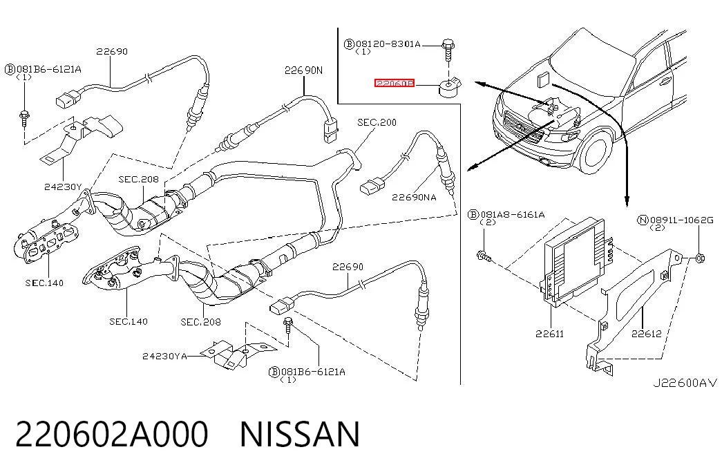 220602A000 Nissan/Infiniti Sensor de detonação