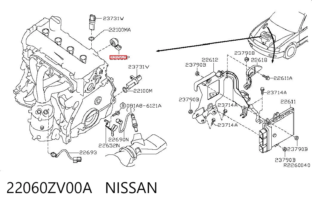 22060ZV00A Nissan/Infiniti Sensor de detonação