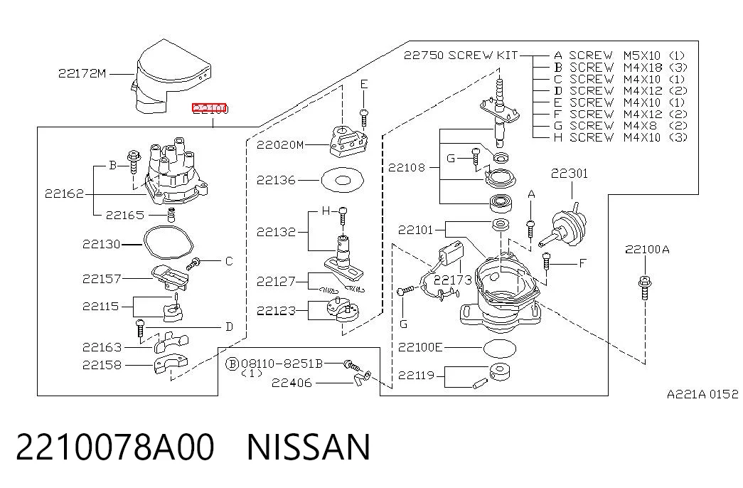 Distribuidor de ignição (distribuidor) Nissan Sunny II B12 ao melhor preço