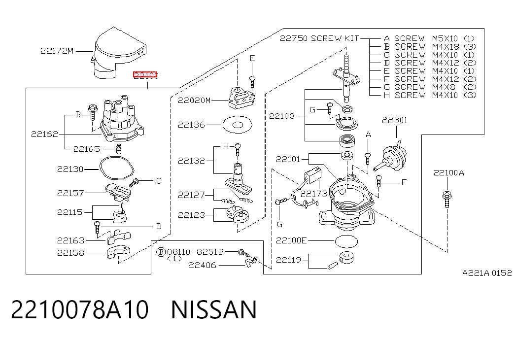 Distribuidor de ignição (distribuidor) Nissan Sunny II B12