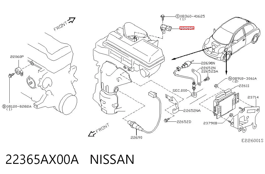 22365AX00A Nissan/Infiniti Sensor de pressão no coletor de admissão, MAP