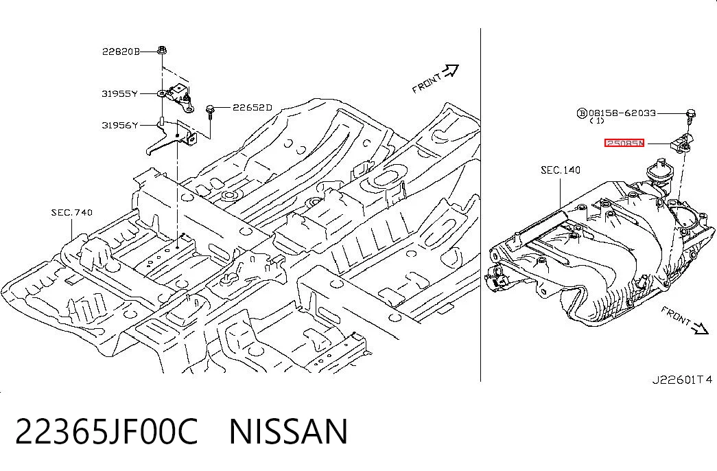 22365JF00C Nissan/Infiniti Sensor de pressão dos gases de escape