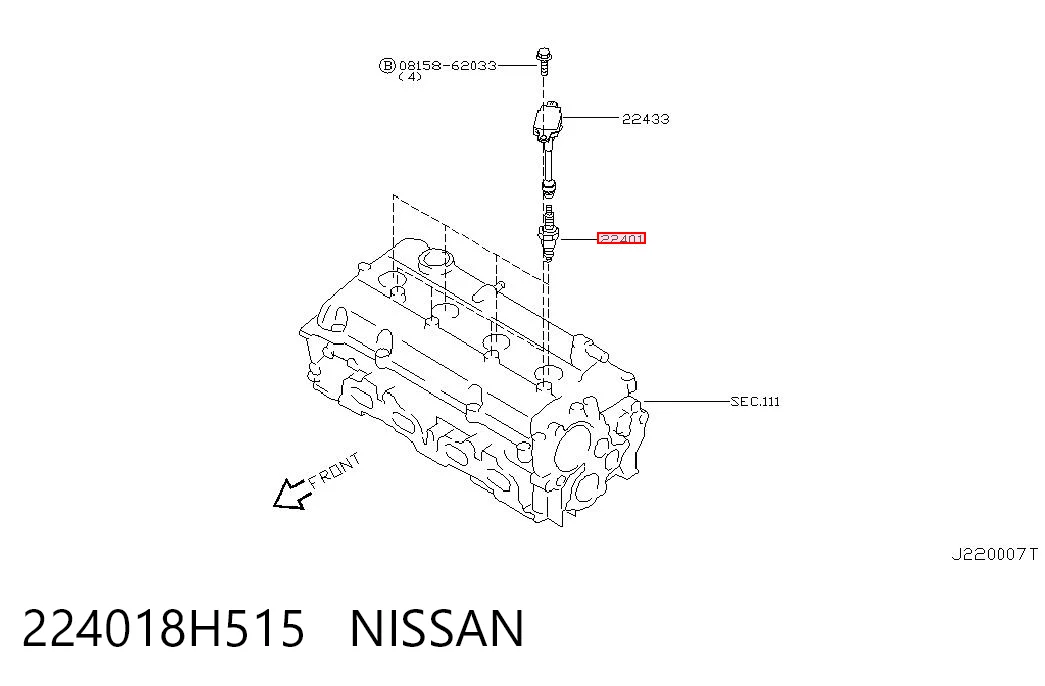 224018H515 Nissan/Infiniti Vela de ignição