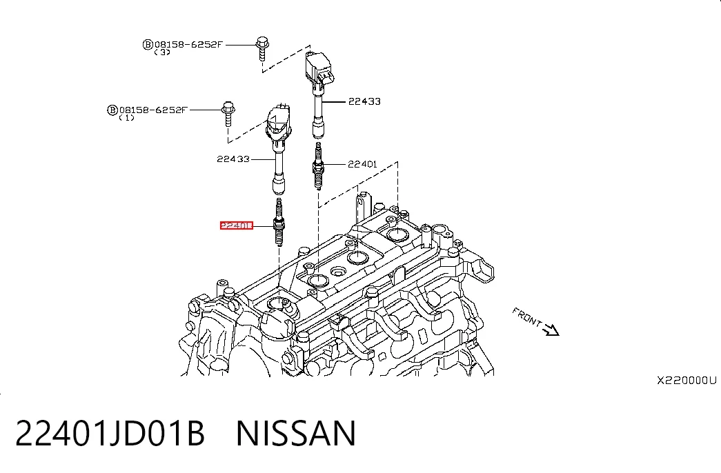 22401JD01B Nissan/Infiniti Vela de ignição