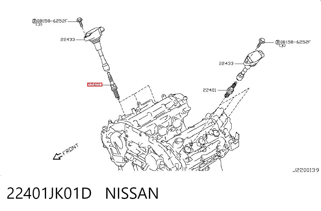 22401JK01D Nissan/Infiniti Vela de ignição