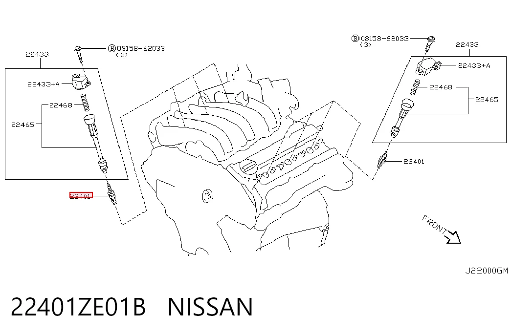 22401ZE01B Nissan/Infiniti Vela de ignição