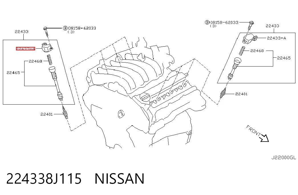 224338J115 Nissan/Infiniti Bobina de ignição