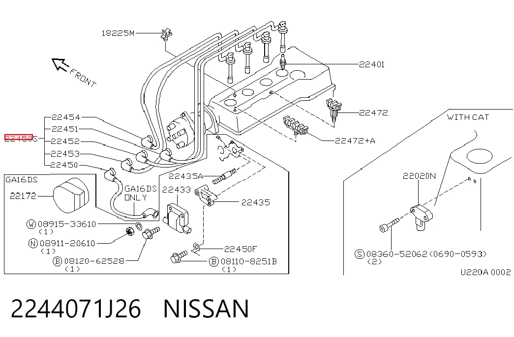 Fios de alta voltagem, kit Nissan Primera  P10