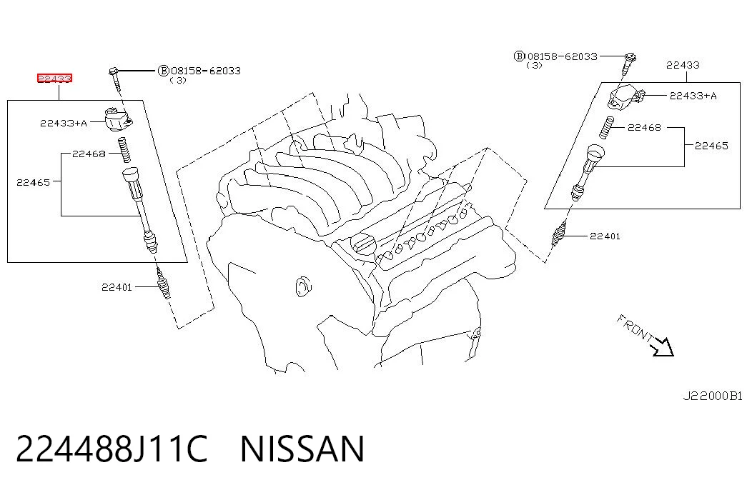 224488J11C Nissan/Infiniti Bobina de ignição
