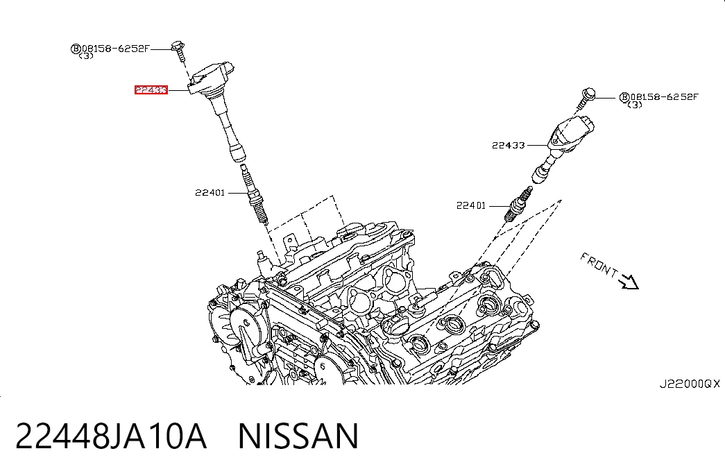 22448JA10A Nissan/Infiniti Bobina de ignição