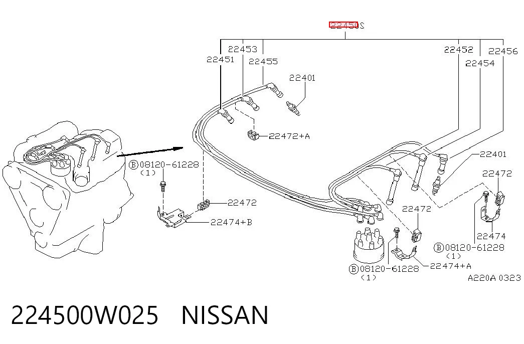  Fios de alta voltagem, kit Nissan Pathfinder SUV (R50) (1995 - 2004) 