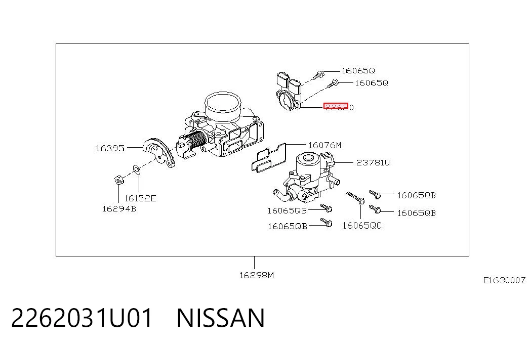 2262031U01 Nissan/Infiniti Sensor de posição da válvula de borboleta (potenciômetro)