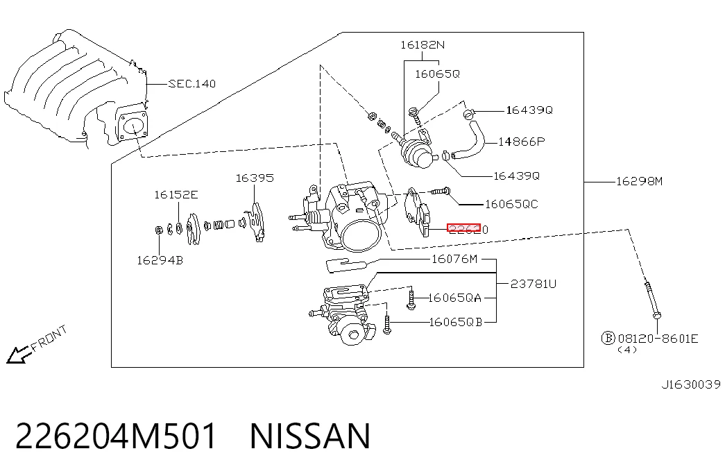 226204M501 Nissan/Infiniti Sensor de posição da válvula de borboleta (potenciômetro)