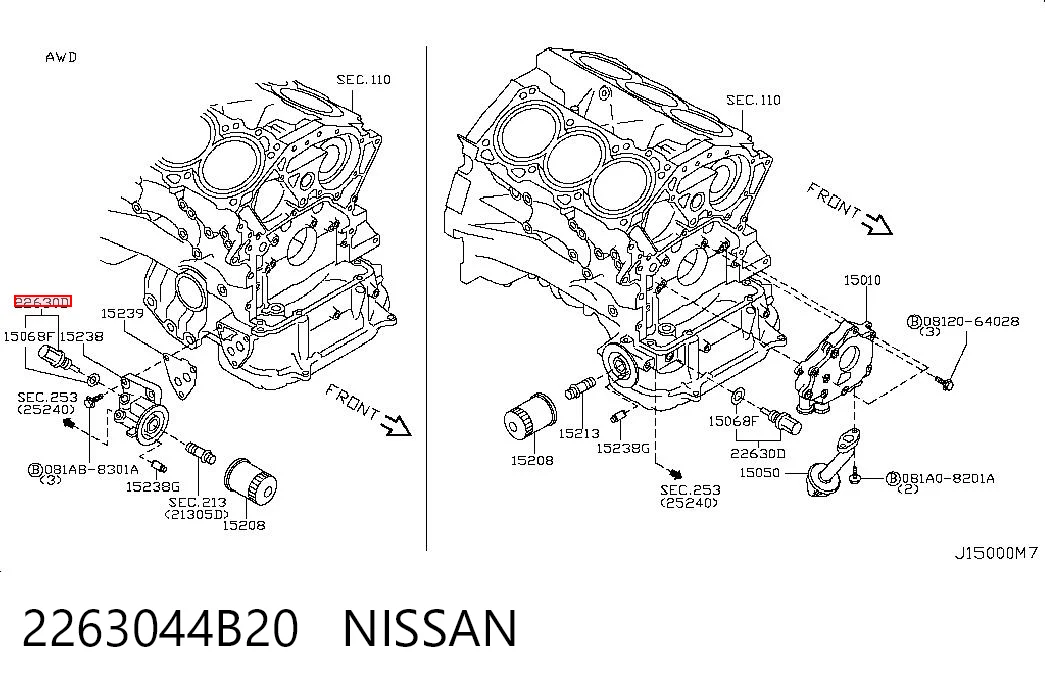 2263044B20 Nissan/Infiniti Sensor de temperatura do fluido de esfriamento