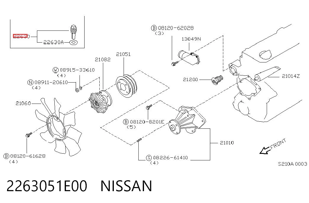 2263051E00 Nissan/Infiniti Sensor de temperatura do fluido de esfriamento
