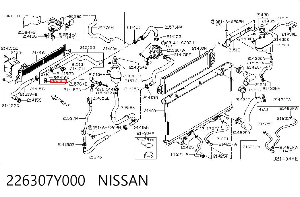 226307Y000 Nissan/Infiniti Sensor de temperatura do fluido de esfriamento