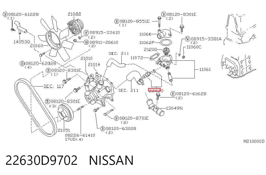 Compre Sensor de temperatura do fluido de esfriamento Nissan Murano 