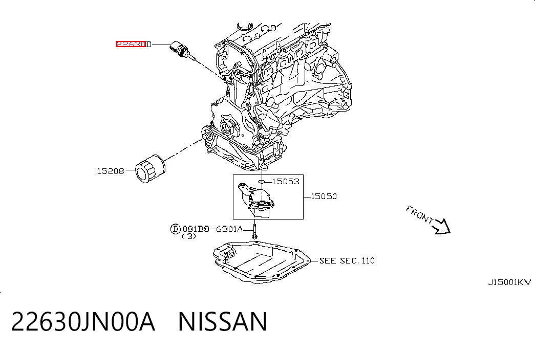 22630JN00A Nissan/Infiniti Sensor de temperatura do fluido de esfriamento