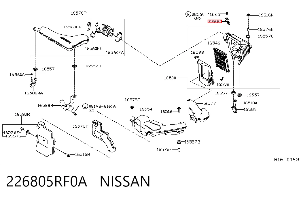 Sensor de fluxo (consumo) de ar, medidor de consumo M.A.F. - (Mass Airflow) para Nissan Altima L33 