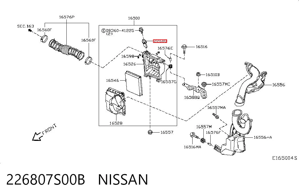 226807S00B Nissan/Infiniti Sensor de fluxo (consumo) de ar, medidor de consumo M.A.F. - (Mass Airflow)