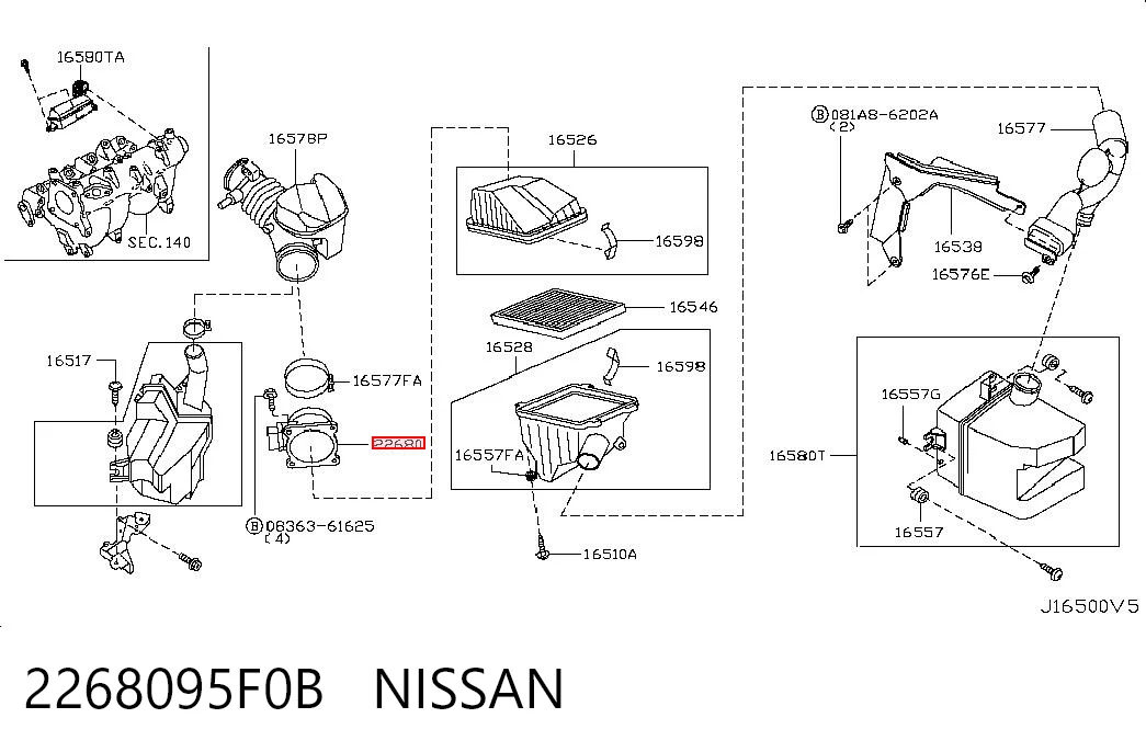 Sensor de fluxo (consumo) de ar, medidor de consumo M.A.F. - (Mass Airflow) Nissan Almera B10RS ao melhor preço