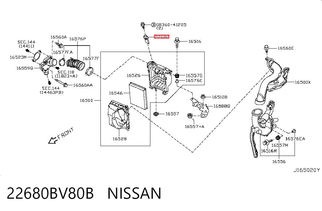  Sensor de fluxo (consumo) de ar, medidor de consumo M.A.F. - (Mass Airflow) Nissan Altima L33 sedan (2012 - 2018) L33