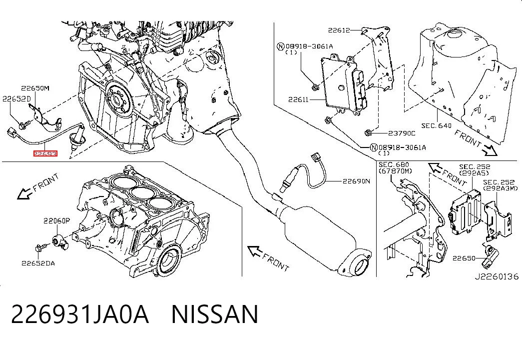 226931JA0A Nissan/Infiniti Sonda lambda, sensor de mistura pobre