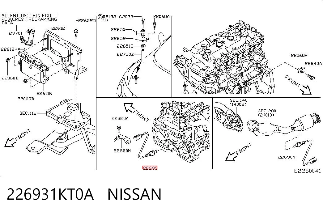 226931KT0A Nissan/Infiniti Sonda lambda, sensor de mistura pobre