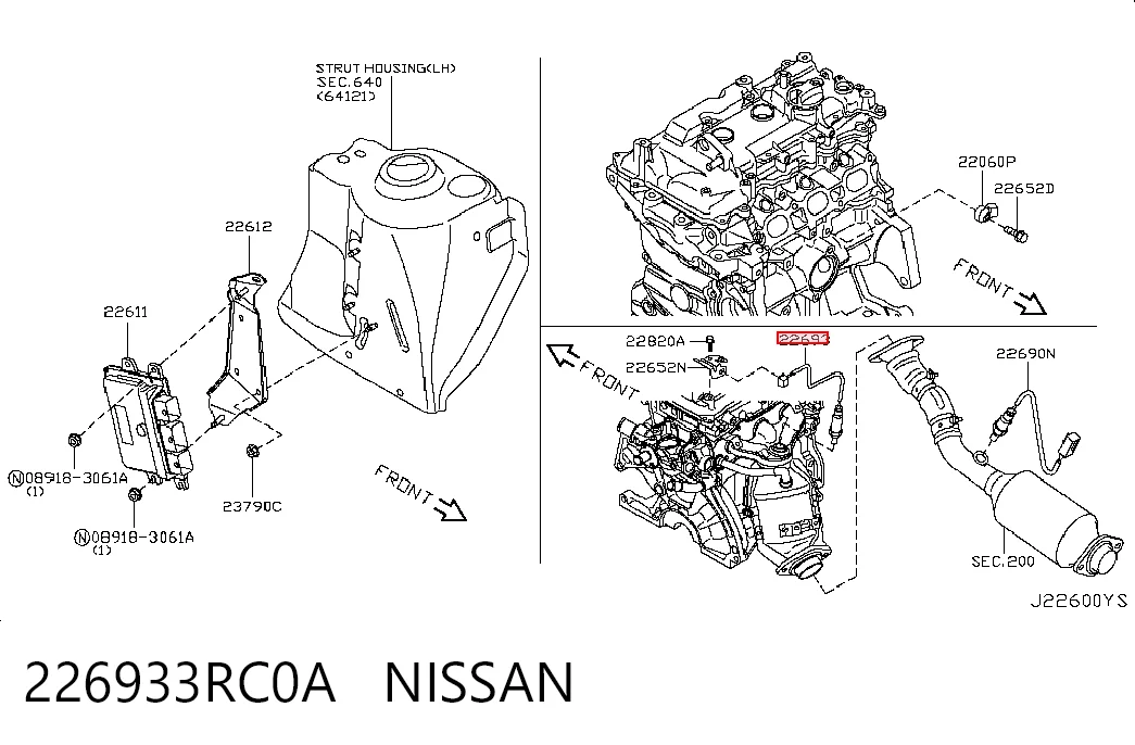 226933RC0A Nissan/Infiniti Sonda lambda, sensor de mistura pobre