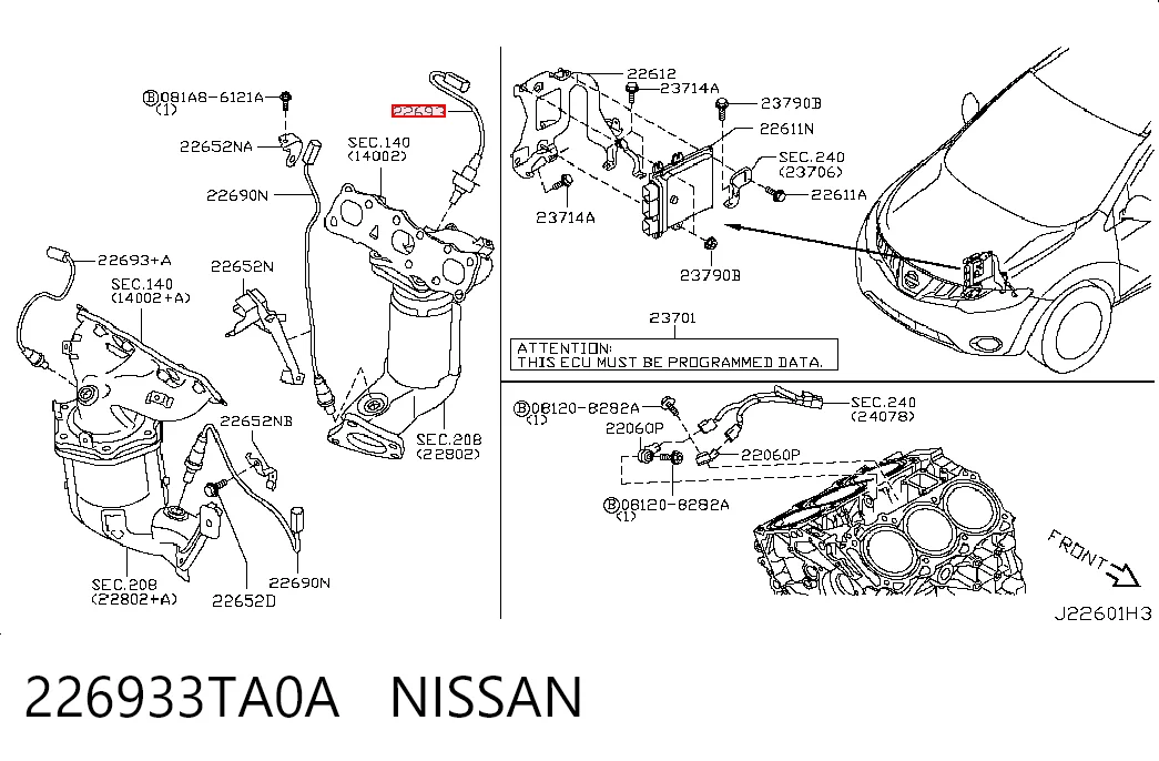 226933TA0A Nissan/Infiniti Sonda lambda, sensor de mistura pobre