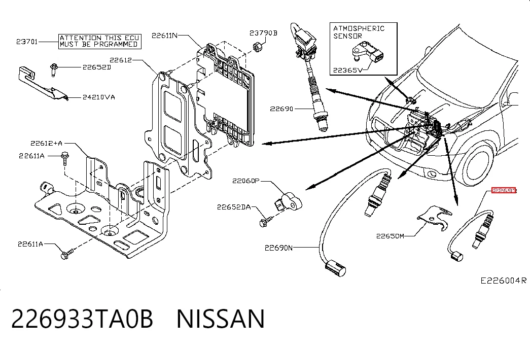 226933TA0B Nissan/Infiniti Sonda lambda, sensor de mistura pobre