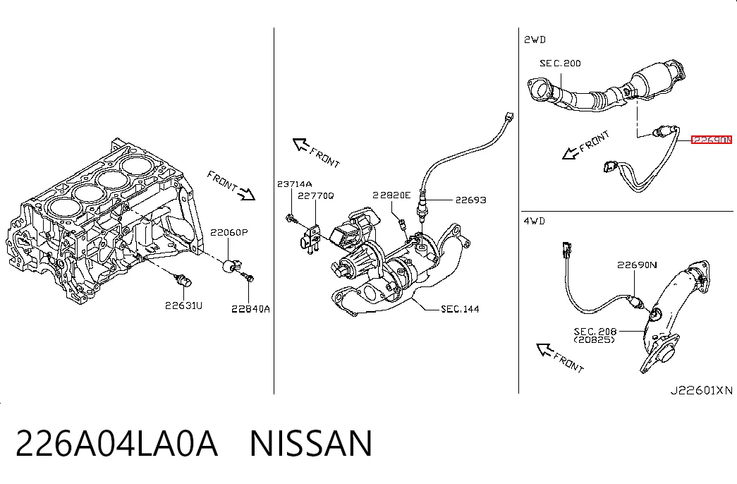 226A04LA1A VAG Sonda lambda, sensor de oxigênio depois de catalisador
