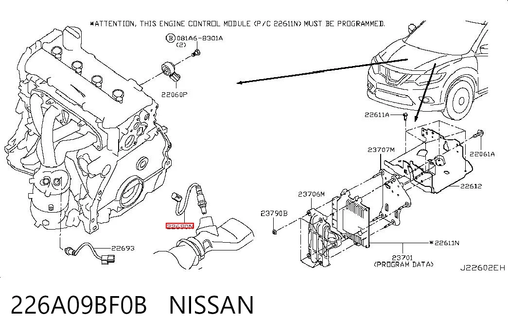 226A09BF0B Nissan/Infiniti Sonda lambda, sensor de oxigênio depois de catalisador