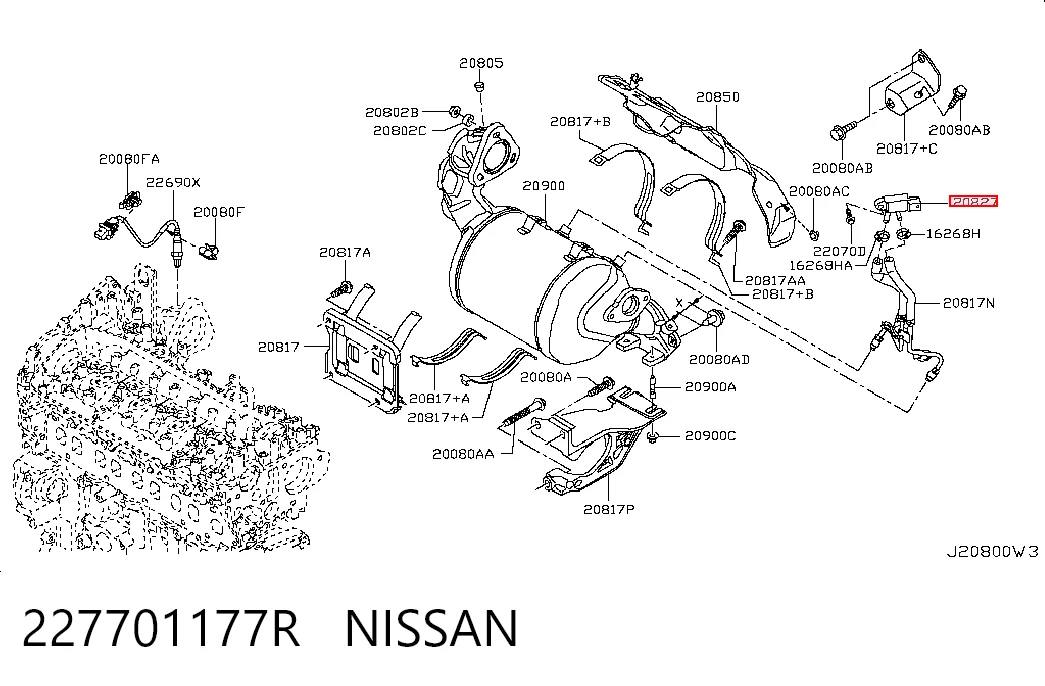 227701177R Nissan/Infiniti Sensor de pressão dos gases de escape