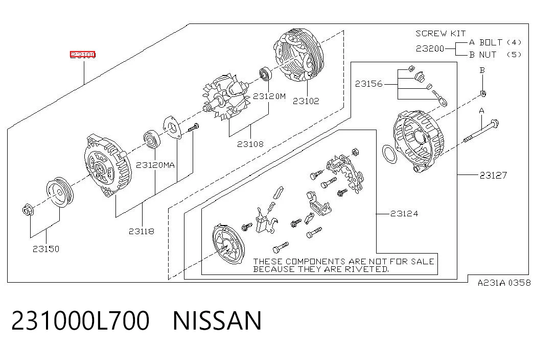 231000L700 Nissan/Infiniti Gerador