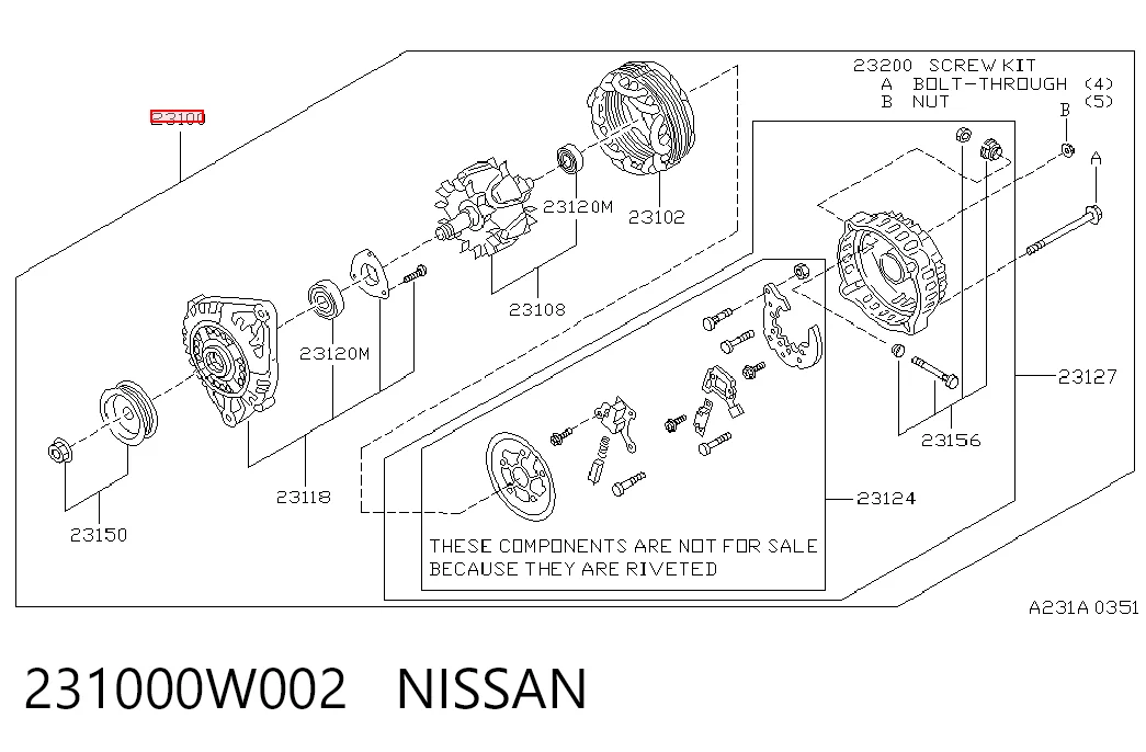 231000W002 Nissan/Infiniti Gerador