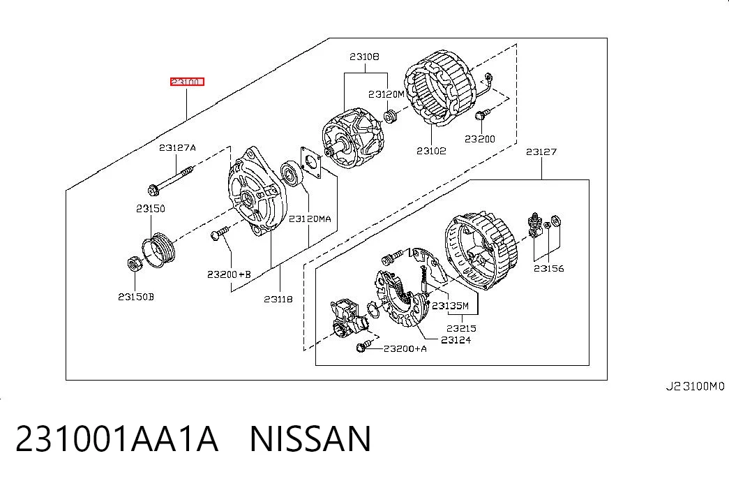 231001AA1A Nissan/Infiniti Gerador