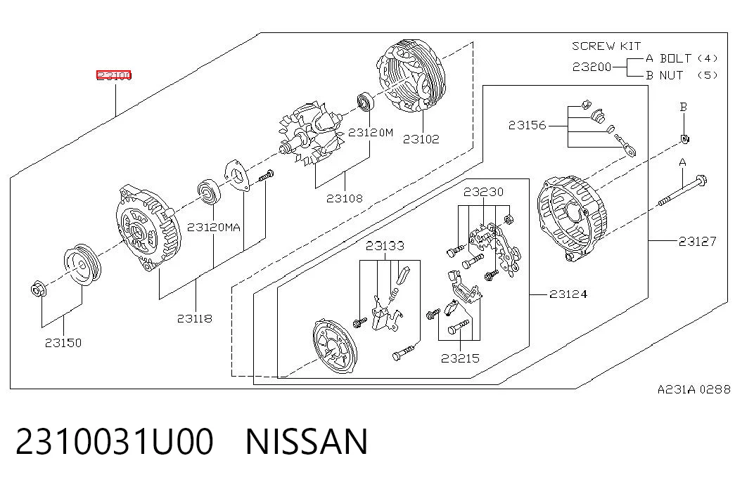 2310031U00 Nissan/Infiniti Gerador