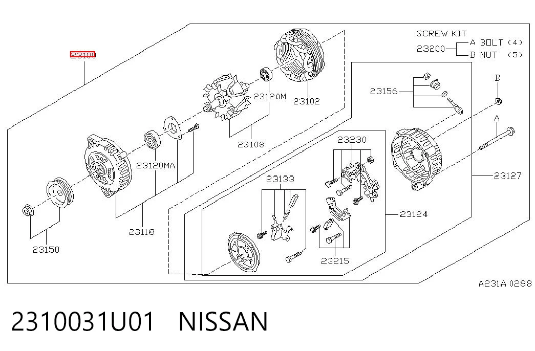 2310031U01 Nissan/Infiniti Gerador